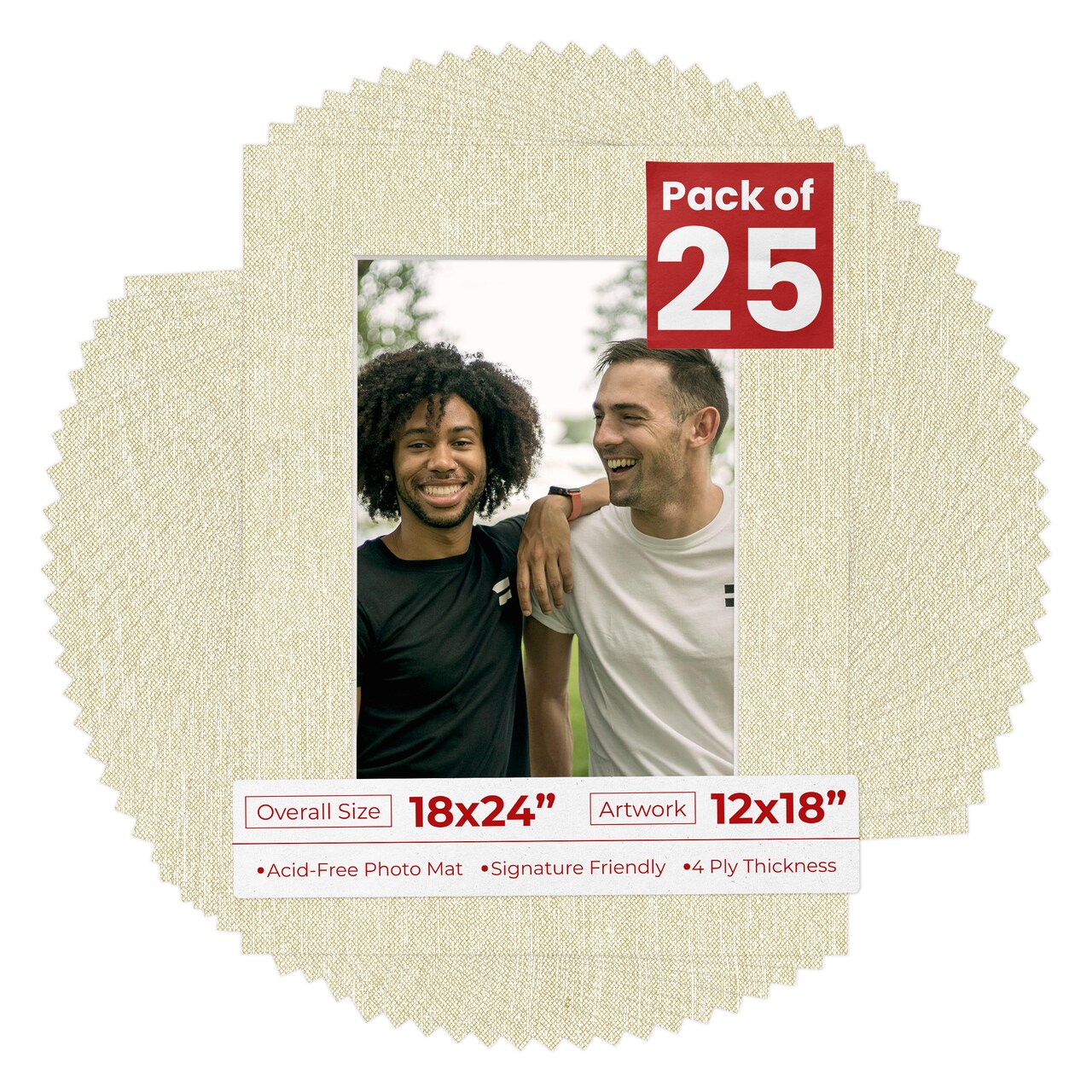 Off White Canvas Mat Board for 18x24 Frames - Fits 12x18 Photos